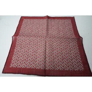 Isaia Wine Red Ivory White Geometricn Linen Blend Pocket Square Italy New